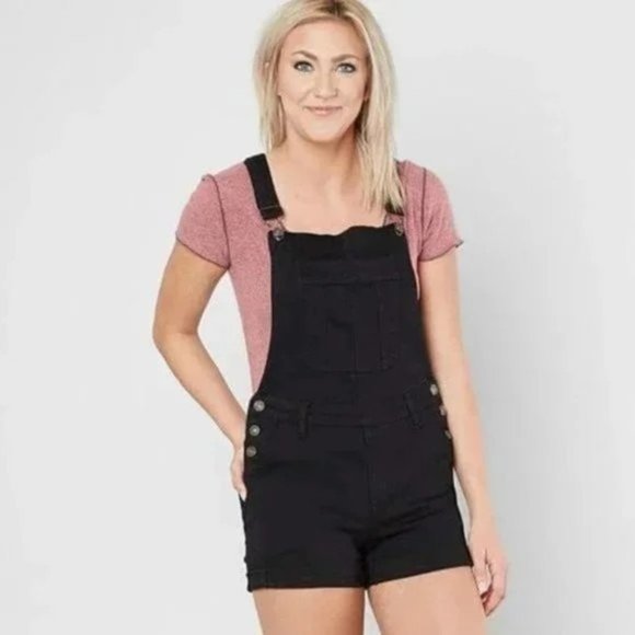 KanCan Pants - 𝅺KanCan Denim Overalls Shorts Stretch Black Size S